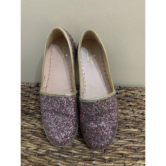 Kate Spade Linds Too Rose Gold Multi Glitter Metallic Espadrille Shoe Size 10M - Picture 2 of 8